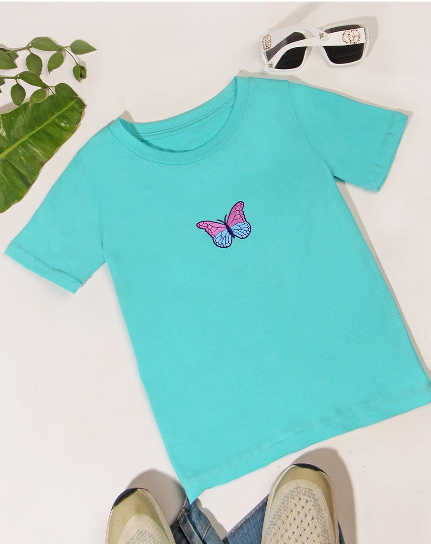 Butterfly Embroidered Crop Top