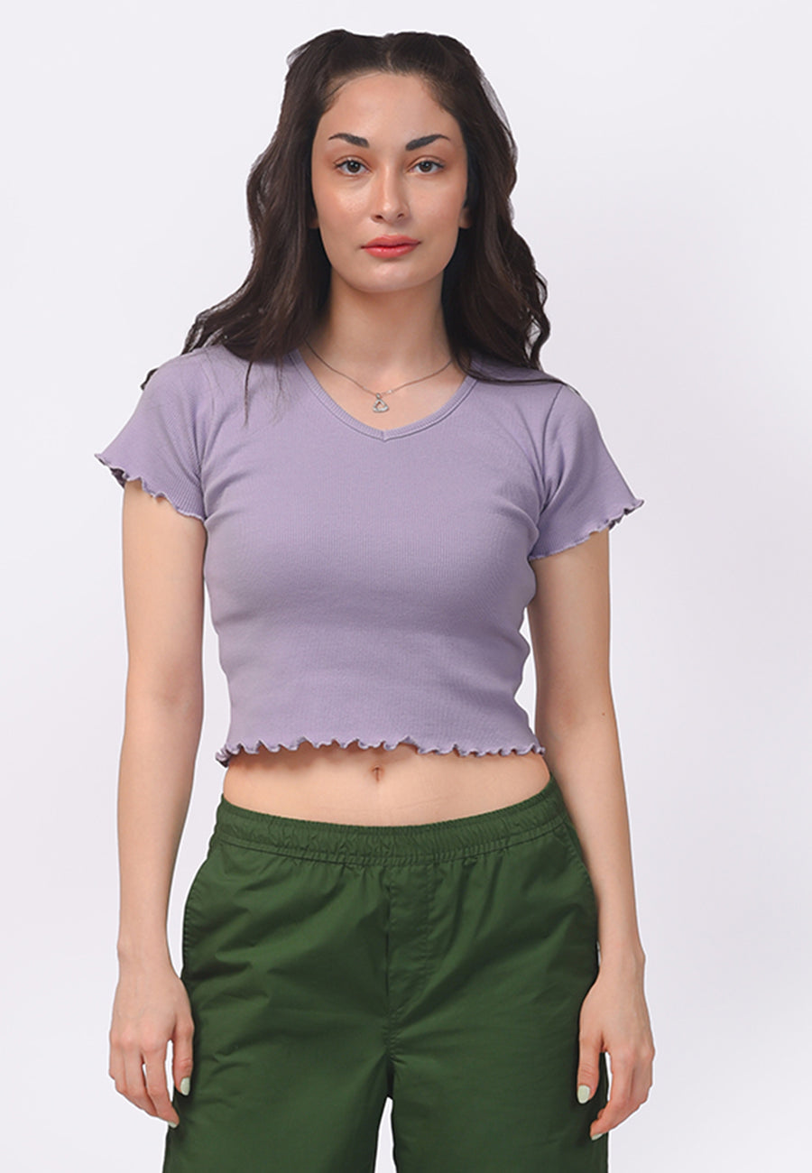 Solid Crop Ribbed T-Shirt