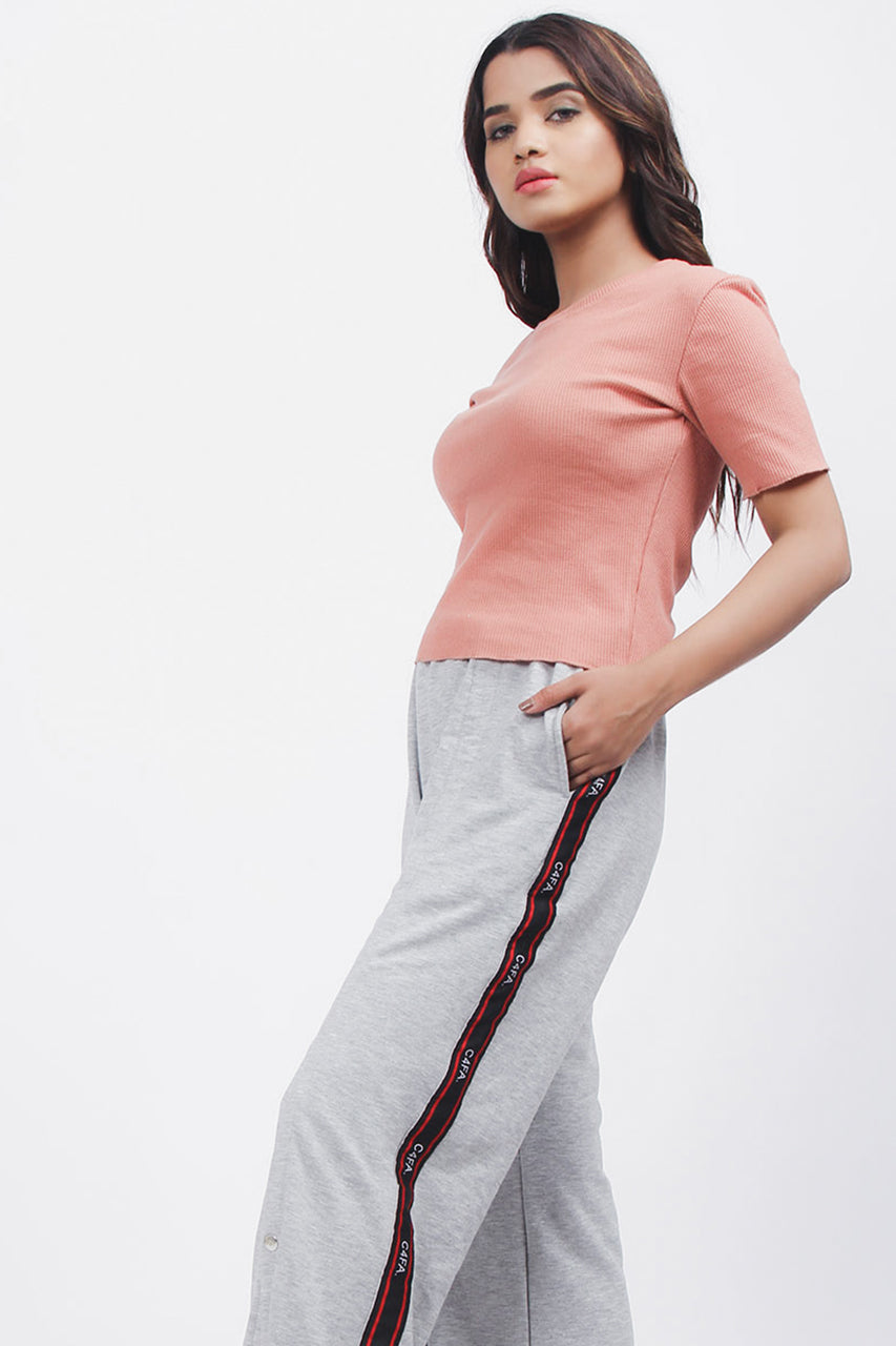 Thermal Cropped T-Shirt With Lettuce Edges